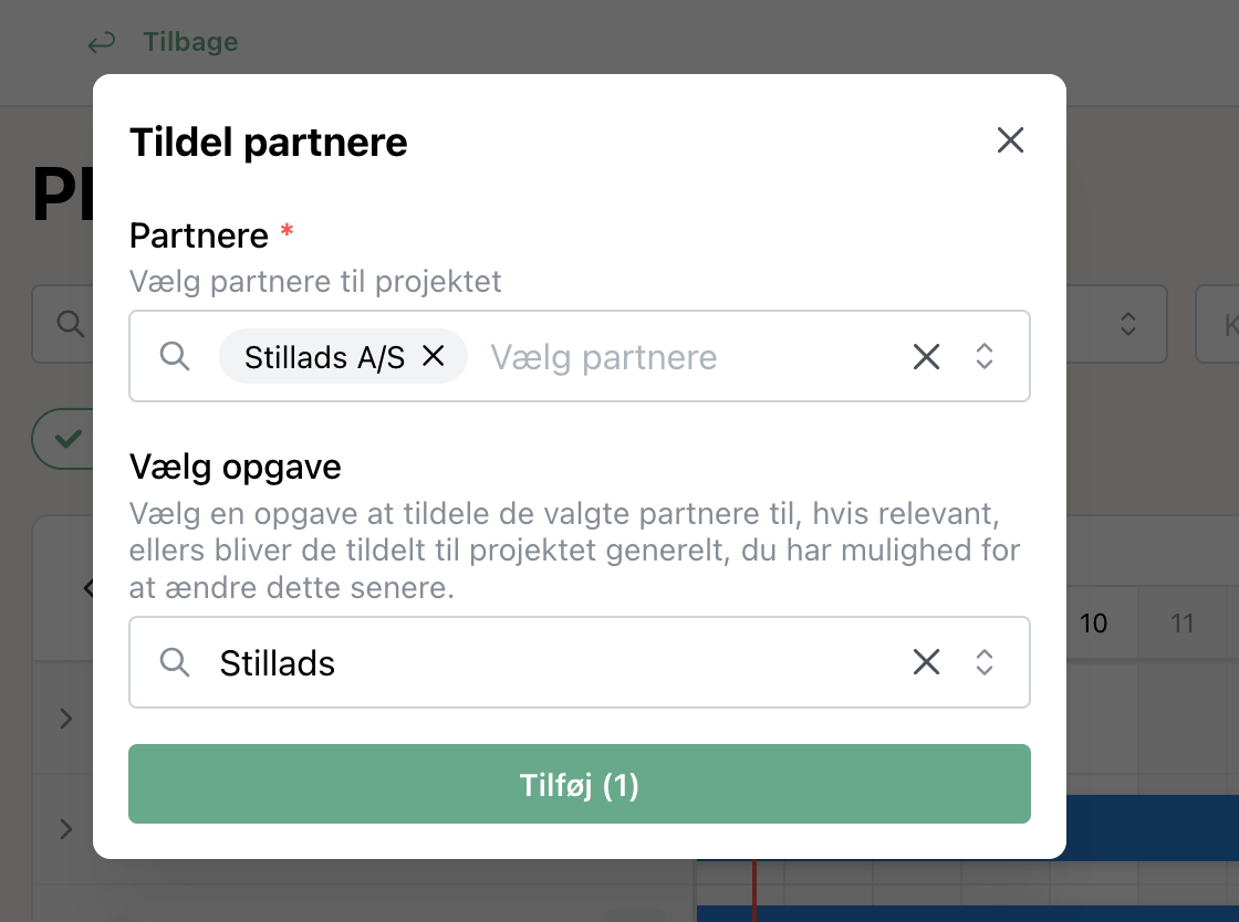 Formularen til at oprette partner med tomme felter parat til udfyldning