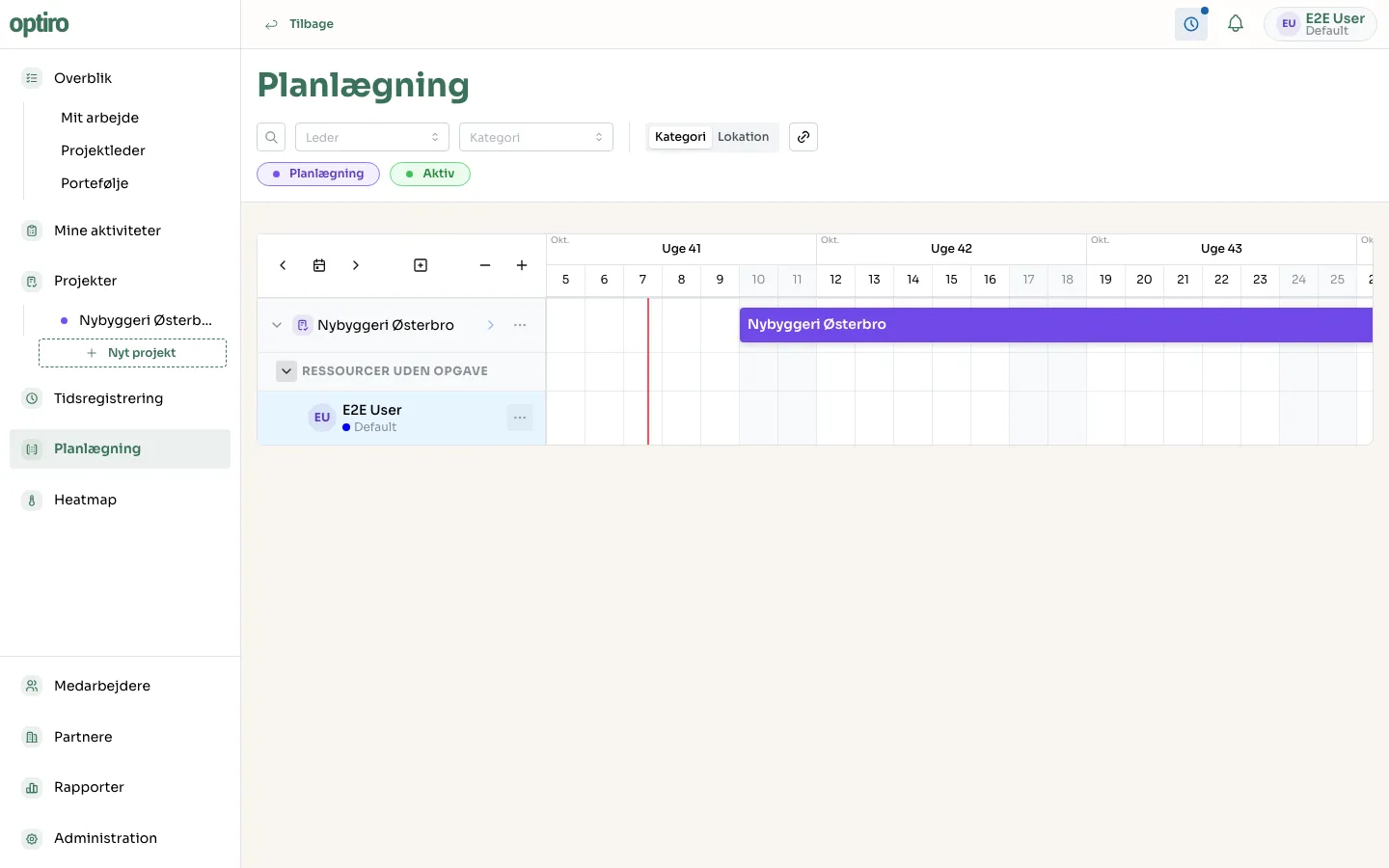 The assigned resource shown under the project on the Gantt chart